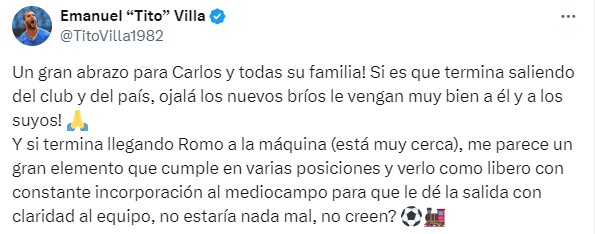 El mensaje de despedida de Tito Villa para Carlos Salcedo en Cruz Azul (X)